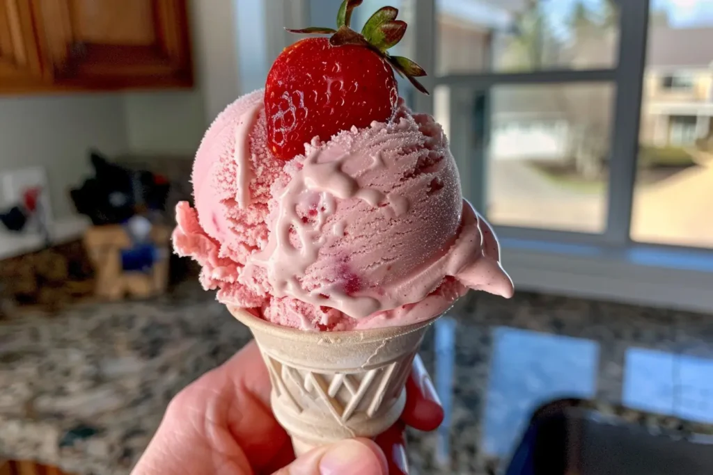 How do you keep strawberry ice cream from getting icy?